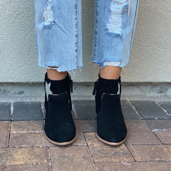 Western Glitter Embellished Suede Ankle Bootie - Picture 5 of 8